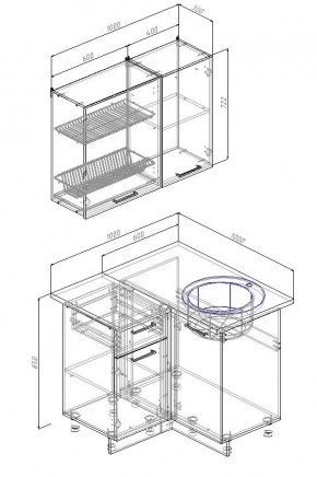 Кухонный гарнитур угловой Лада 1000х1000 (Стол. 38мм) в Можге - mozhga.ok-mebel.com | фото 2