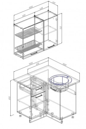 Кухонный гарнитур угловой Вегас 1000*1000 (Стол. 26мм) в Можге - mozhga.ok-mebel.com | фото 2