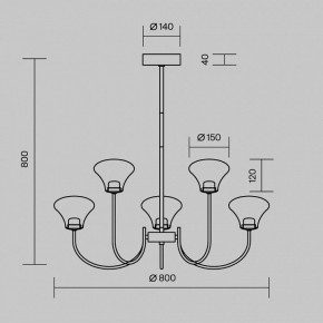 Люстра на штанге Maytoni Dynasty MOD402PL-L30BS3K в Можге - mozhga.ok-mebel.com | фото 4