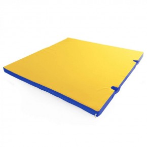 Мат гимнастический 1х1х0,08м с вырезом под стойки цв. синий-желтый в Можге - mozhga.ok-mebel.com | фото 1