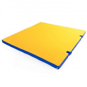 Мат гимнастический 1х1х0,05м с вырезом под стойки цв. синий-желтый в Можге - mozhga.ok-mebel.com | фото 1