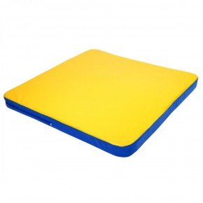 Мат гимнастический 1,36х1,36х0,08м складной закругленные углы цв. синий-желтый (для ДСК Игрунок) в Можге - mozhga.ok-mebel.com | фото