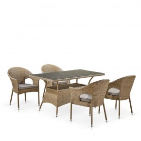 Обеденный комплект плетеной мебели T198B/Y79B-W56 Light Brown (4+1) в Можге - mozhga.ok-mebel.com | фото