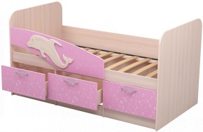 Кровать Дельфин 1,9 (Дуб молочный/фасад - Ламарти розовый) в Можге - mozhga.ok-mebel.com | фото 1