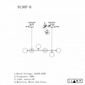 Подвесная люстра iLamp Golden 9136P/6 BK-WH в Можге - mozhga.ok-mebel.com | фото 3