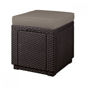 Пуфик Куб с подушкой (Cube with cushion) коричневый - серо-бежевый* в Можге - mozhga.ok-mebel.com | фото
