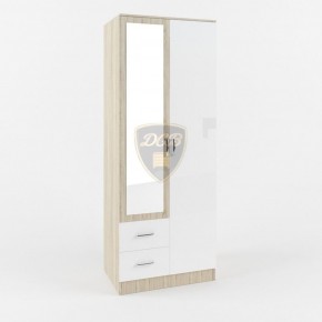 Шкаф 2-х створчатый с зеркалом Софи СШК 800.3 (дуб сонома/белый глянец) в Можге - mozhga.ok-mebel.com | фото