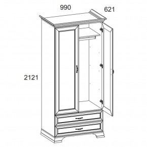 Шкаф 2DG2S, TIFFANY, цвет вудлайн кремовый в Можге - mozhga.ok-mebel.com | фото 3