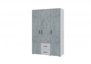 Шкаф 3-х створчатый с ящиками VICTOR (Белый-Бетон) в Можге - mozhga.ok-mebel.com | фото