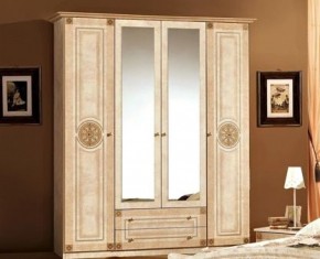Шкаф 4-х дверный с зеркалами (02.144) Рома (беж) в Можге - mozhga.ok-mebel.com | фото