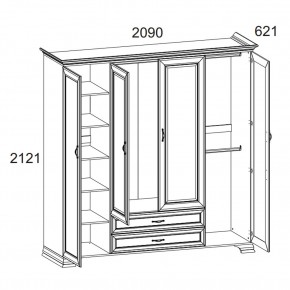 Шкаф 4D2S Z, TIFFANY, цвет вудлайн кремовый в Можге - mozhga.ok-mebel.com | фото 2