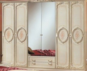 Шкаф 6-и дверный с зеркалами (01.146) Роза (беж) в Можге - mozhga.ok-mebel.com | фото