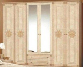 Шкаф 6-и дверный с зеркалами (02.146) Рома (беж) в Можге - mozhga.ok-mebel.com | фото