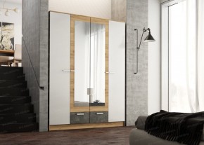 Шкаф Адель 1600 (дуб вотан/белый глянец) в Можге - mozhga.ok-mebel.com | фото