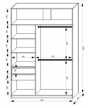 Шкаф-купе 1600 серии SOFT D8+D2+B2+PL4 (2 ящика+F обр.штанга) профиль «Графит» в Можге - mozhga.ok-mebel.com | фото 2