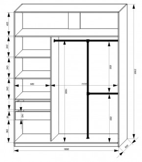 Шкаф-купе 1800 серии SOFT D8+D2+B2+PL4 (2 ящика+F обр.штанга) профиль «Графит» в Можге - mozhga.ok-mebel.com | фото 3