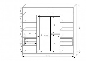 Шкаф-купе 2150 серии NEW CLASSIC K4+K4+K4+B22+PL4(по 2 ящика лев/прав+F обр.штанга) профиль «Капучино» в Можге - mozhga.ok-mebel.com | фото 3