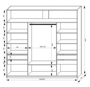 Шкаф-купе 2400 серии SOFT D2+D7+D3+B22+PL2 (по 2 ящика лев/прав+1штанга+1полка) профиль «Графит» в Можге - mozhga.ok-mebel.com | фото 3