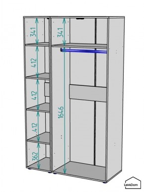 Шкаф Linnea MHR-3-1 2050х1200х510 (Графит-М 11.1.25) в Можге - mozhga.ok-mebel.com | фото 3