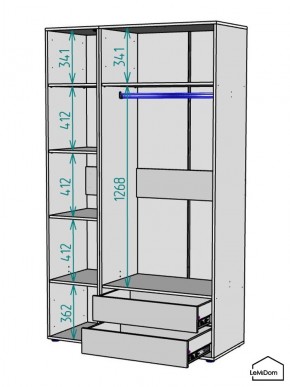 Шкаф Linnea MHR-3PO-2 2050х1200х510 (Белый-М 11.1.2) в Можге - mozhga.ok-mebel.com | фото 3
