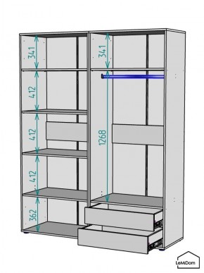 Шкаф Linnea MHR-4-2 2050х1600х510 (Графит-М 11.1.25) в Можге - mozhga.ok-mebel.com | фото 3