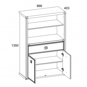 Шкаф открытый 2D1S, MAGELLAN, цвет Сосна винтаж в Можге - mozhga.ok-mebel.com | фото 3