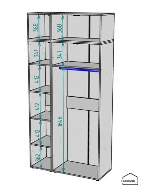 Шкаф с антресолью Linnea MHR-3A-1 2450х1200х510 (Графит-М 11.1.25) в Можге - mozhga.ok-mebel.com | фото 3