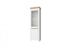 Шкаф с витриной  1V1D, TAURUS, цвет белый/дуб вотан в Можге - mozhga.ok-mebel.com | фото