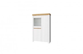Шкаф с витриной 1V2D, TAURUS, цвет белый/дуб вотан в Можге - mozhga.ok-mebel.com | фото