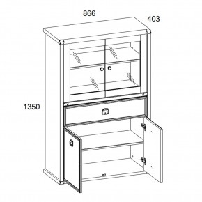 Шкаф с витриной 2V2D1SL, MAGELLAN, цвет Сосна винтаж в Можге - mozhga.ok-mebel.com | фото 3