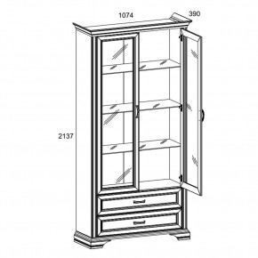 Шкаф с витриной 2V2S, MONAKO, цвет Сосна винтаж/дуб анкона в Можге - mozhga.ok-mebel.com | фото 2