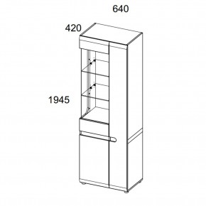 Шкаф с витриной 3D/TYP 01L, LINATE ,цвет белый/сонома трюфель в Можге - mozhga.ok-mebel.com | фото 2