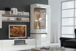Шкаф с витриной 3D/TYP 01L, LINATE ,цвет белый/сонома трюфель в Можге - mozhga.ok-mebel.com | фото 6