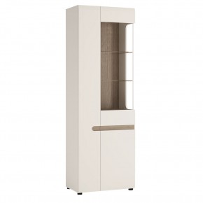 Шкаф с витриной 3D/TYP 01P, LINATE ,цвет белый/сонома трюфель в Можге - mozhga.ok-mebel.com | фото