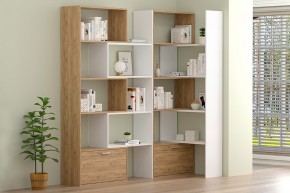 Стеллаж раздвижной (ЛДСП дуб крафт золотой/белый) в Можге - mozhga.ok-mebel.com | фото 2