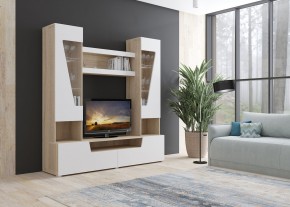 Стенка АНТАЛИЯ 2 (Сонома/Белый софт) в Можге - mozhga.ok-mebel.com | фото 3