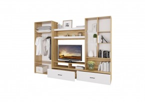 Стенка НЕНСИ 1 (Крафт золотой/Белый глянец) в Можге - mozhga.ok-mebel.com | фото 2