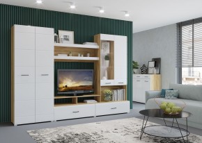 Стенка НЕНСИ 1 (Крафт золотой/Белый глянец) в Можге - mozhga.ok-mebel.com | фото 3