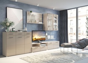 Стенка НЕНСИ 3 (Ясень Шимо светлый/Капучино глянец) в Можге - mozhga.ok-mebel.com | фото 2