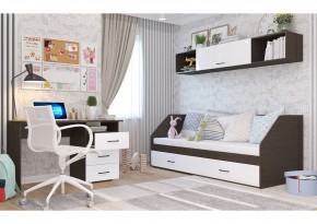 Стол 1200/3 ящика НЕНСИ (Венге/Белый глянец) в Можге - mozhga.ok-mebel.com | фото 2