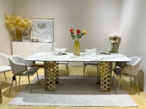 Стол CHIAVARI 220 KL-188 Контрастный мрамор матовый, итальянская керамика / Шампань, ®DISAUR в Можге - mozhga.ok-mebel.com | фото 2