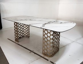 Стол CHIAVARI 220 KL-188 Контрастный мрамор матовый, итальянская керамика / Шампань, ®DISAUR в Можге - mozhga.ok-mebel.com | фото 6