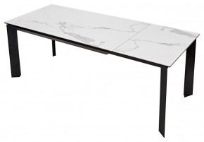 Стол CREMONA 140 HIGH GLOSS STATUARIO Белый мрамор глянцевый, керамика/ черный каркас, ®DISAUR в Можге - mozhga.ok-mebel.com | фото 8