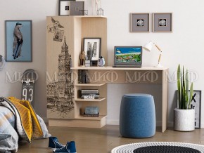 Стол компьютерный №1 (УПКФ) дуб беленый с фотопечатью в Можге - mozhga.ok-mebel.com | фото