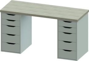 Стол письменный Ингар 2/55 140x75x55, дуб беленый/белый в Можге - mozhga.ok-mebel.com | фото 2