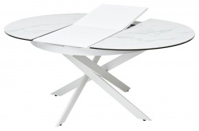Стол TRENTO 120 HIGH GLOSS STATUARIO Белый мрамор глянцевый, керамика/ белый каркас, ®DISAUR в Можге - mozhga.ok-mebel.com | фото 5