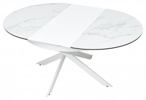 Стол TRENTO 120 HIGH GLOSS STATUARIO Белый мрамор глянцевый, керамика/ белый каркас, ®DISAUR в Можге - mozhga.ok-mebel.com | фото 8