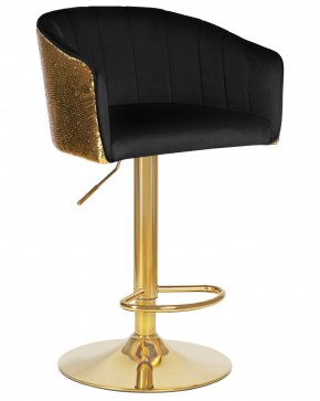 Стул барный DOBRIN DARCY GOLD SHINY, черный велюр с золотыми пайетками в Можге - mozhga.ok-mebel.com | фото
