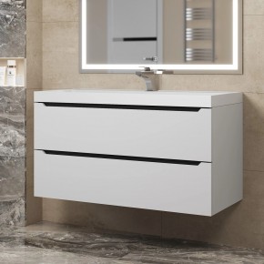 Тумба под раковину Uperwood Tanos 100 см, подвесная, белая/графит в Можге - mozhga.ok-mebel.com | фото