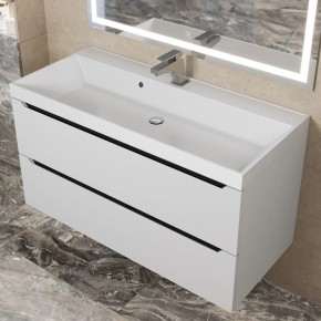 Тумба под раковину Uperwood Tanos 100 см, подвесная, белая/графит в Можге - mozhga.ok-mebel.com | фото 10
